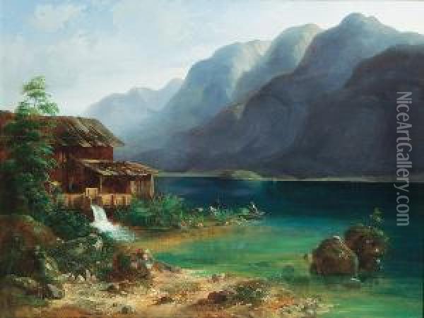 Oberosterreichischer See Oil Painting - Ludwig Schrattenbach