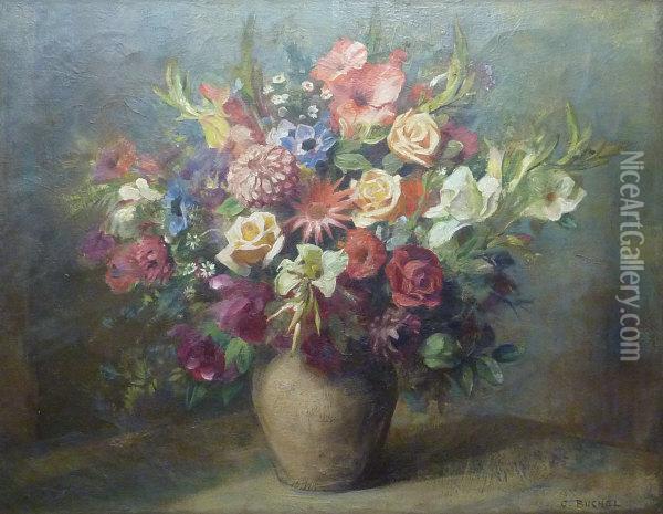 Still Life Vase Of Flowers Oil Painting - Charles A. Buchel
