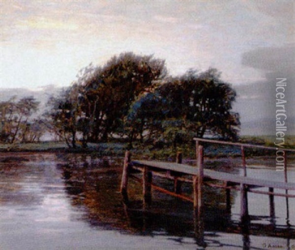 Fra Faegestedet Ved Svejbaek Oil Painting - Georg Nicolaj Achen