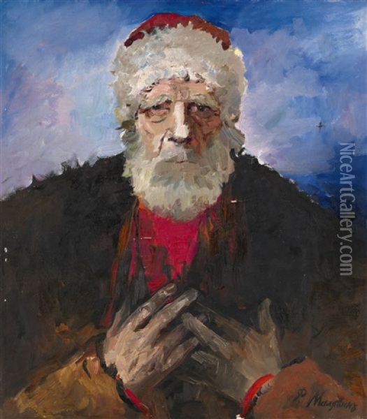 Portrait Of An Old Bearded Man Oil Painting - Filip Malyavin