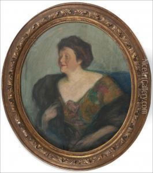 Portrait Of Mrs. O. Frankel. Oil Painting - Leonid Ossipovich Pasternak