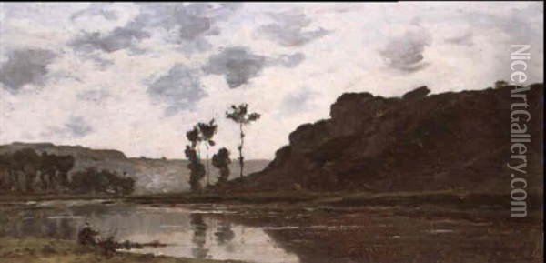 Paysage Au Pecheur Oil Painting - Charles Lapostolet
