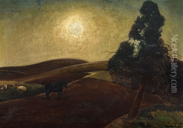 The Black Horse - Le Cheval Noir (1932) Oil Painting - Ernest Welvaert