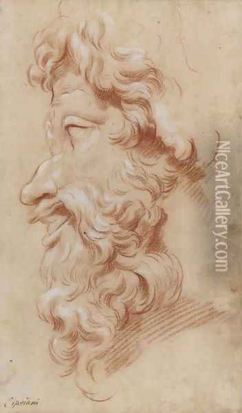 Study of the profile of a bearded God Oil Painting - Giovanni Battista Cipriani