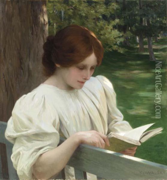 La Lecture Oil Painting - Leopold-Franz Kowalsky