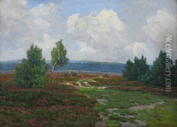 Am Kottenforst (heidelandschaft Bei Bonn) Oil Painting - Anton Wolter