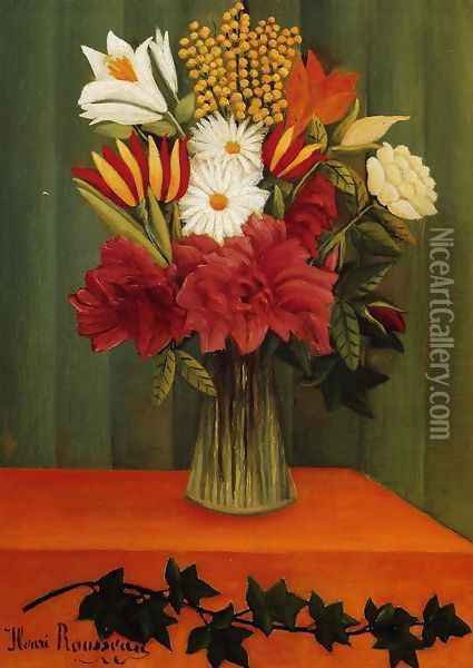 Bouquet of Flowers with an Ivy Branch II Oil Painting - Henri Julien Rousseau