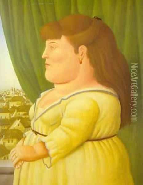 Woman at the Window 1997 Oil Painting - Fernando Botero