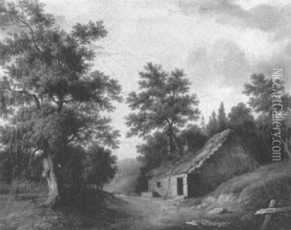 Altes Bauernhaus Zwischen Baumen Oil Painting - Thomas Barker