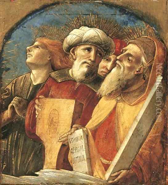 David and Moses with two other prophets or saints fragment from an Assumption of the Virgin Oil Painting - Pietro di Francesco degli Orioli
