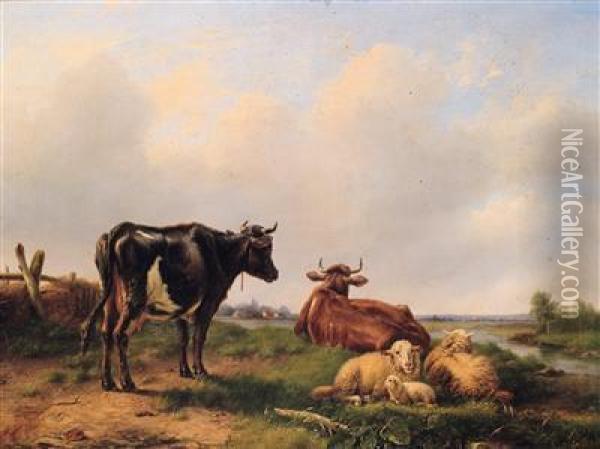 Kuhe Aufder Weide Oil Painting - Louis Pierre Verwee