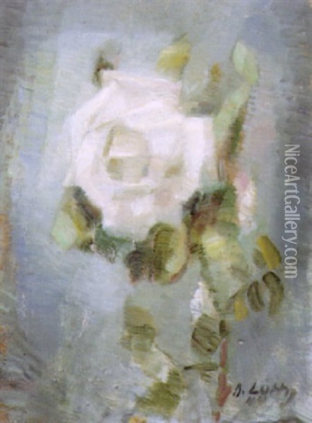 Weisse Rose Oil Painting - Oscar Wilhelm Luethy