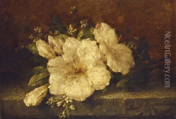Flowers On A Ledge Oil Painting - Margaretha Roosenboom