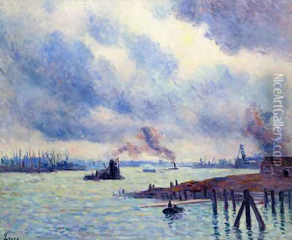 The Port of Rotterdam Oil Painting - Maximilien Luce