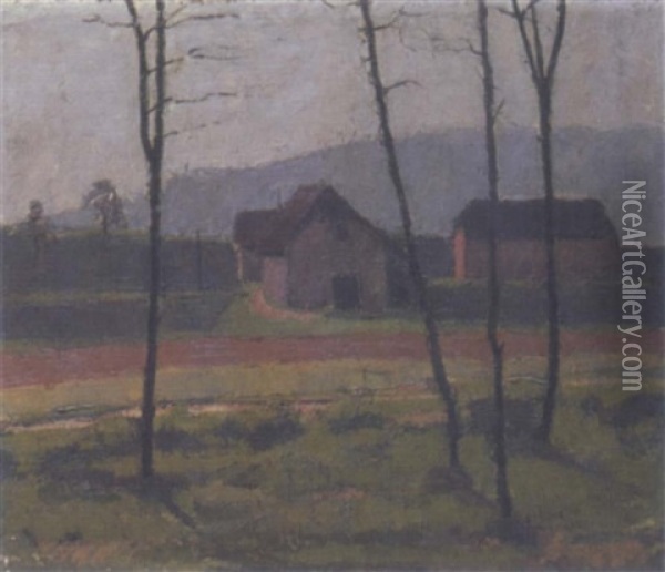 Landschaft Im Morgenlicht. Kleine Landschaft Oil Painting - Albert Mueller