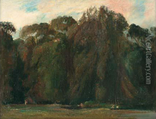 L'allee Des Ormes Au Parc De Saint-cloud, Circa 1822 Oil Painting - Paul Huet