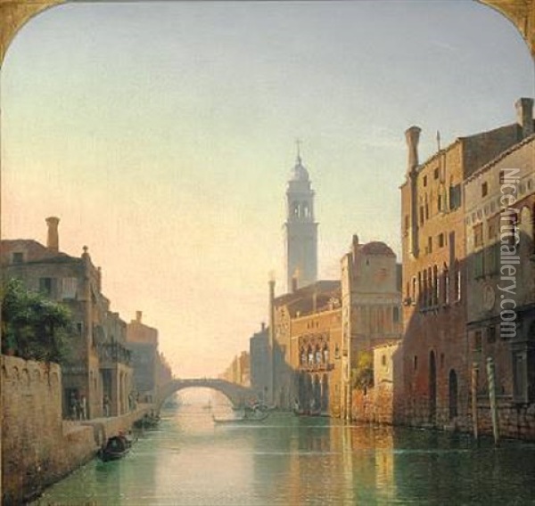 Kanalparti Fra Venedig Oil Painting - Carl Johann Neumann