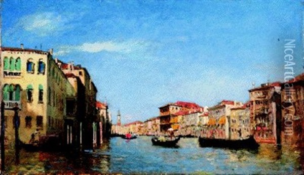 Canale Grande Oil Painting - Louis Claude Mouchot