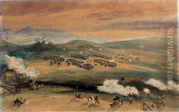 The Charge of the Light Brigade at the Battle of Balaklava, 1854 Oil Painting - William Simpson