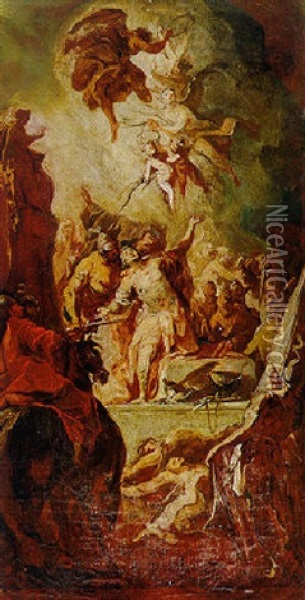 Martyrdom Of A Soldier Saint Oil Painting - Giovanni Antonio Pellegrini