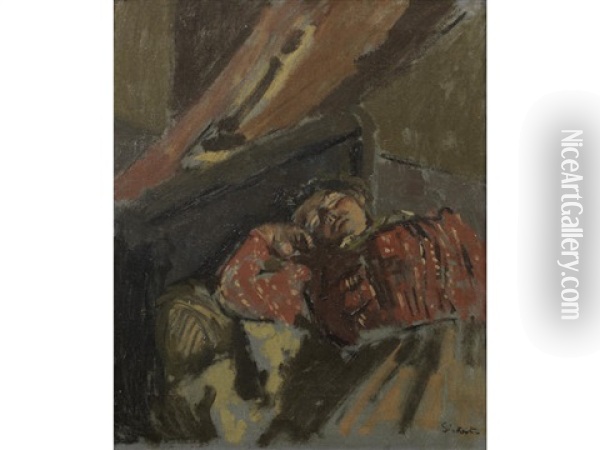 Red Patterned Blouse (or Siesta) Oil Painting - Walter Sickert