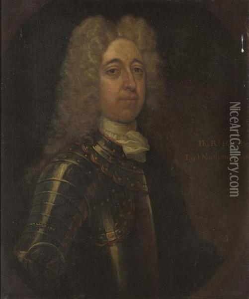 Portrait Of Charles, 5th Lord 
North (1635-1691), Half-length, Inarmour, In A Feigned Oval Oil Painting - Sir Godfrey Kneller