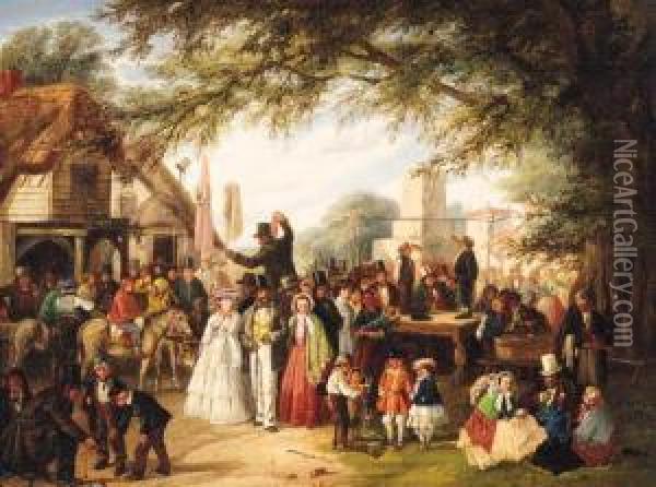 The Village Fair Oil Painting - Charles Hunt