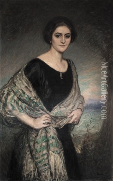 Retrato De Eulalia Torres, Hija Del Torero Bombita Oil Painting - Gonzalo Bilbao Martinez