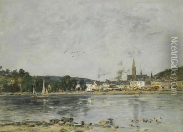 Caudebec-en-caux, Le Quai De La Seine Oil Painting - Eugene Boudin