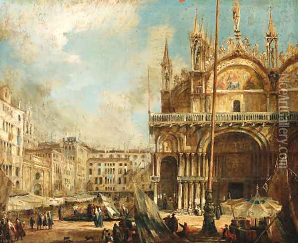 The Basilica of San Marco, Venice Oil Painting - Italian School