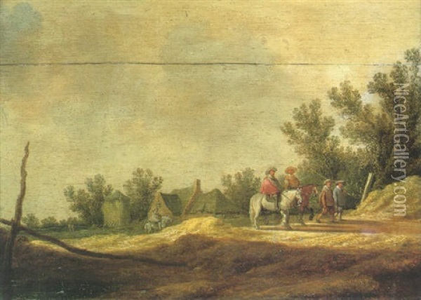 Men On Horseback On A Heath Track Oil Painting - Pieter de Neyn