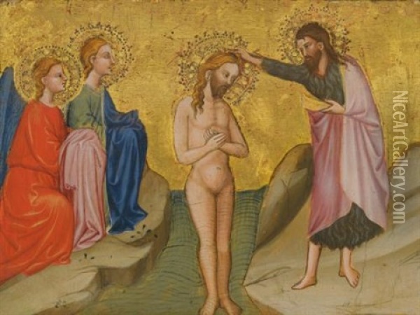 The Baptism Of Christ Oil Painting -  Cecco di Pietro