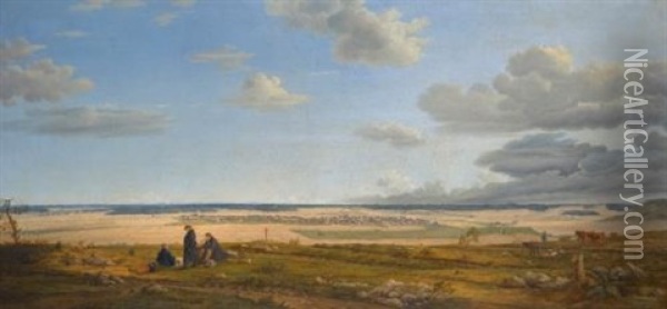 Oberschwabisches Panorama Mit Langenenslingen Im Hintergrund (view Of Langenenslingen In Upper Swabia) Oil Painting - Franz von Paula Mayr