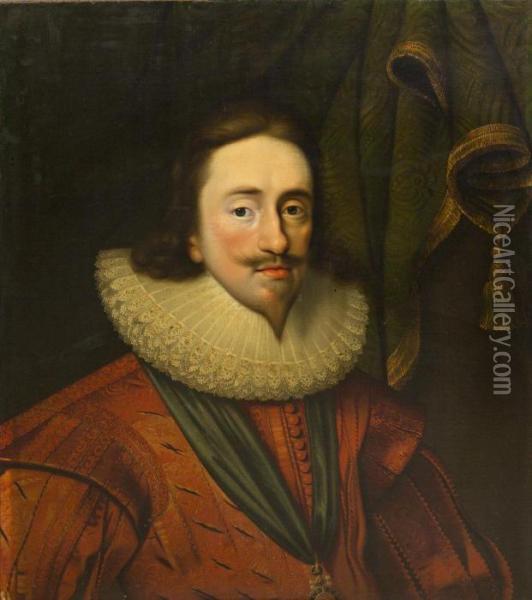Portrait Of King Charles I Oil Painting - Daniel Mytens