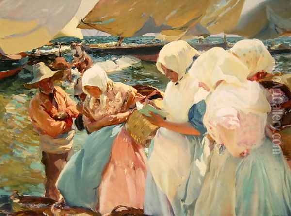 Fisherwomen on the Beach Oil Painting - Joaquin Sorolla Y Bastida