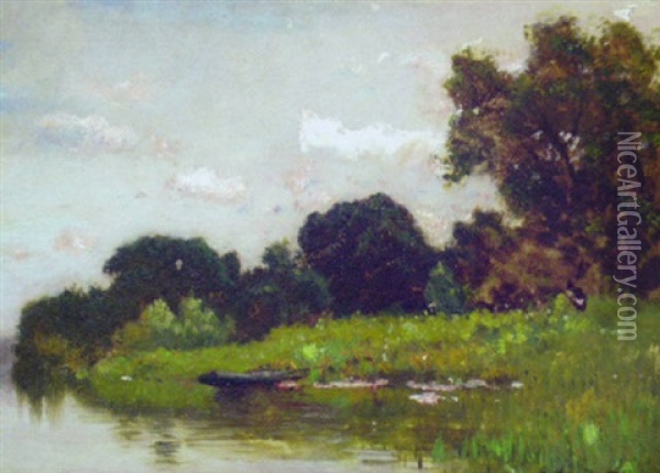 River Landscape Oil Painting - Arthur Parton
