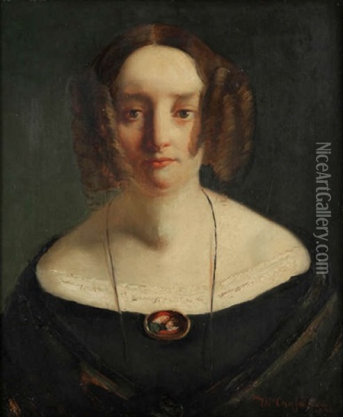 Portrait De Dame Oil Painting - Theodore Chasseriau