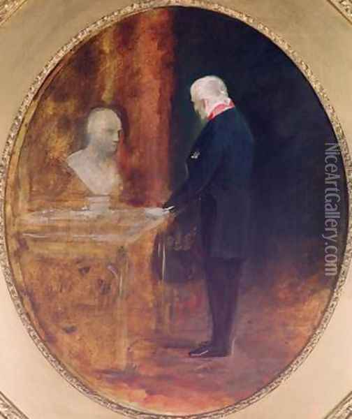 The Duke of Wellington 1769-1852 Studying a Bust of Napoleon 1769-1821 Oil Painting - Charles Robert Leslie