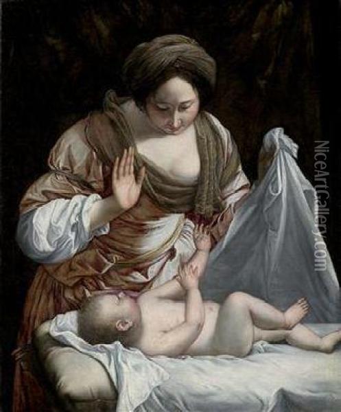 Madonna And Child Oil Painting - Orazio Gentileschi