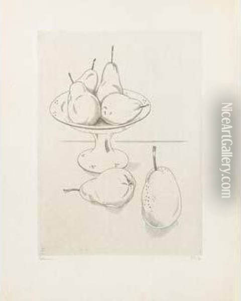 Les Poires / Pears. 1929-1930 Oil Painting - Jean Emile Laboureur
