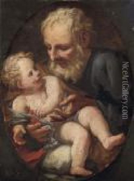 Saint Joseph With The Infant Christ Oil Painting - Guido Reni