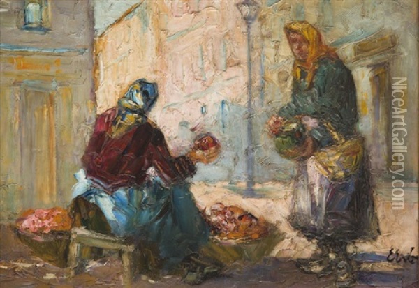 Peddlers Oil Painting - Erno Erb