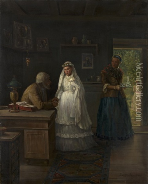 Before The Wedding Oil Painting - Aleksndr Ivanovich Morozov