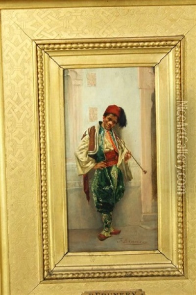 Le Jeune Fumeur Arabe Oil Painting - Francois Brunery