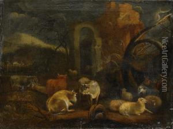 Landskap Med Boskap Oil Painting - Pieter the Younger Mulier