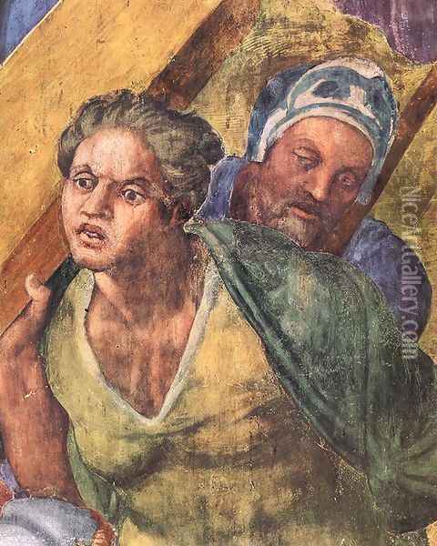 Martyrdom of St Peter (detail-3) 1546-50 Oil Painting - Michelangelo Buonarroti