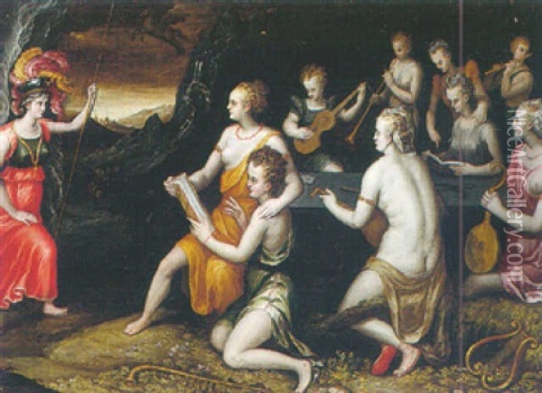 Minerva And The Nine Muses Oil Painting - Frans Floris the Elder