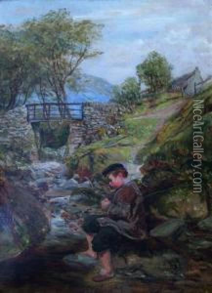 The Young Angler Oil Painting - John Wright Oakes