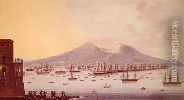 View of the Bay of Naples Oil Painting - Giacomo Guardi