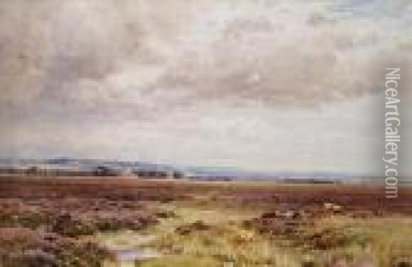 Cattleresting In An Extensive Landscape Oil Painting - Harry Sutton Palmer